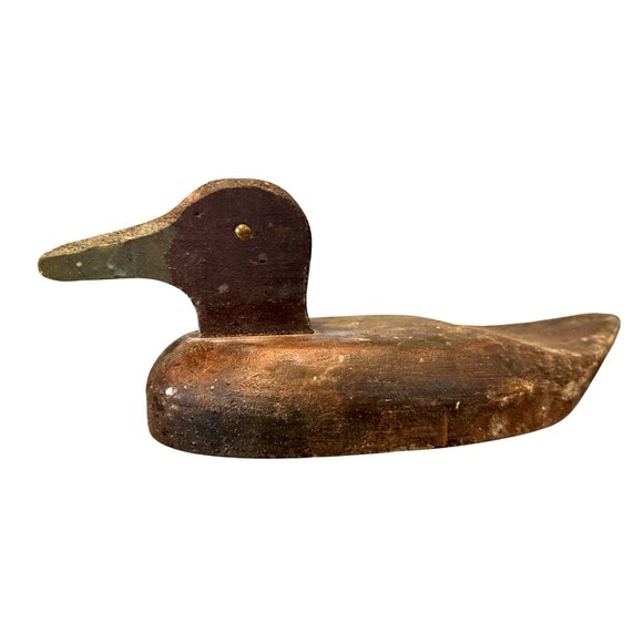 PRIMITIVE ANTIQUE HAND PAINTED CARVED WOOD WORKING DUCK DECOY WILDFOWL HUNTING ! - Picture 2 of 9